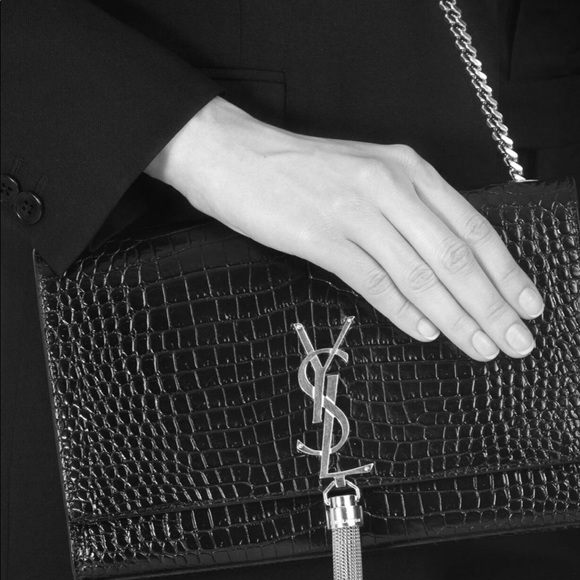 SAINT LAURENT Crocodile Embossed Medium Kate Tassel Bag - Picture 15 of 15